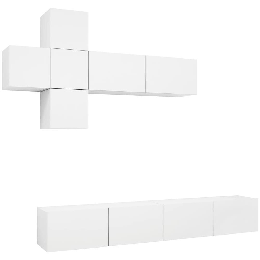 Set Mobili Porta TV 7 pz Bianco in Legno Multistrato - Foto 2