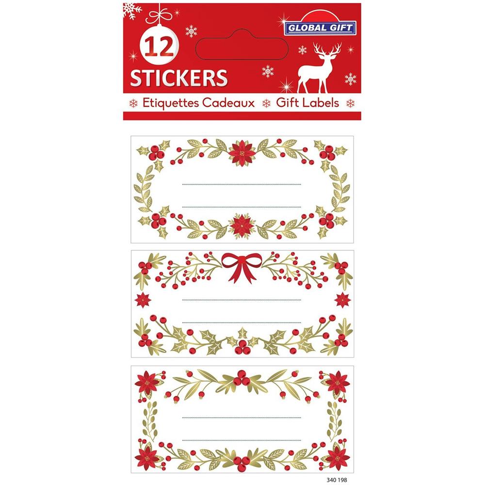 12 Adesivi Natalizi - Fogliame Con Oro - Foto 1