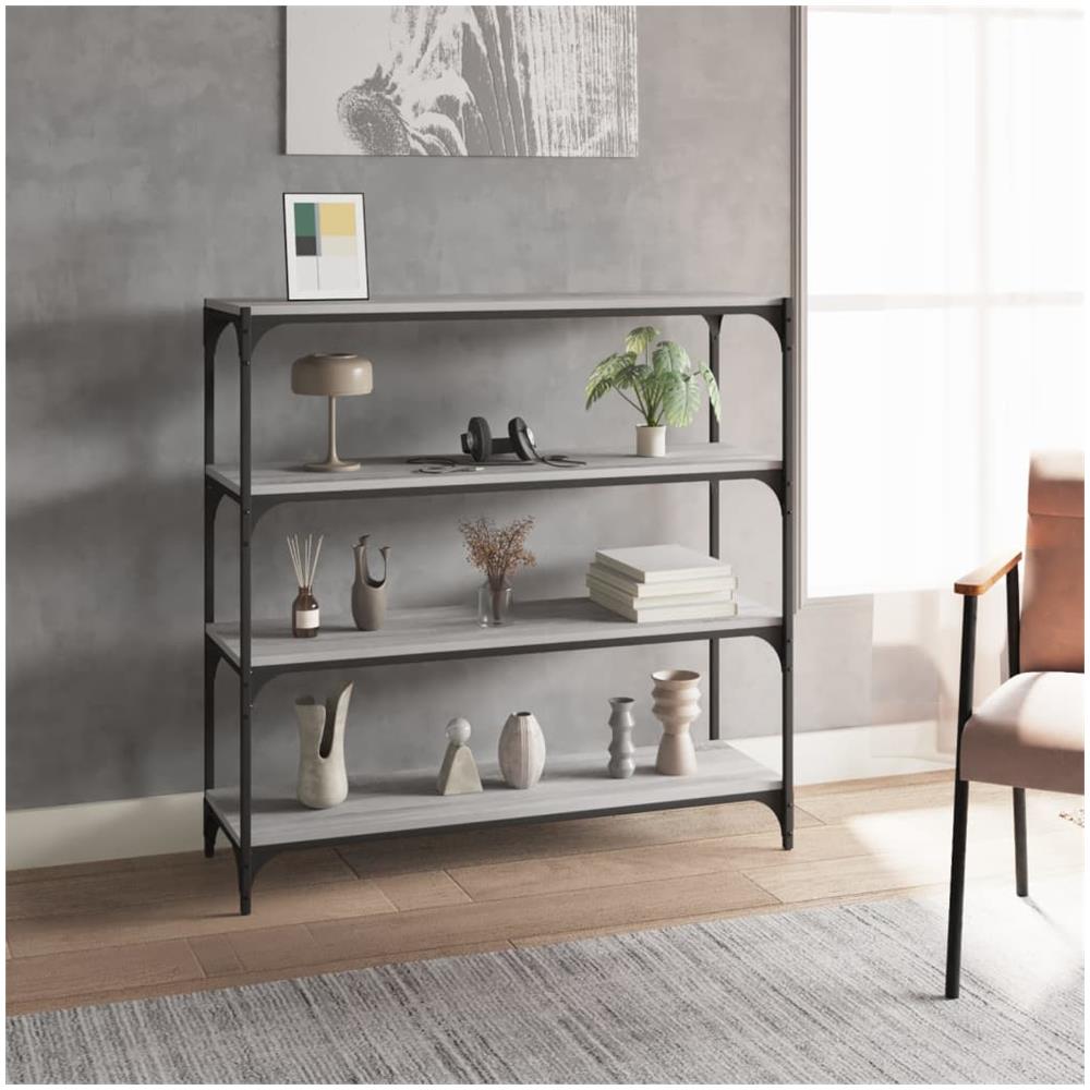 Libreria Grigio Sonoma 100x33x100cm Legno Multistrato E Acciaio - Foto 1