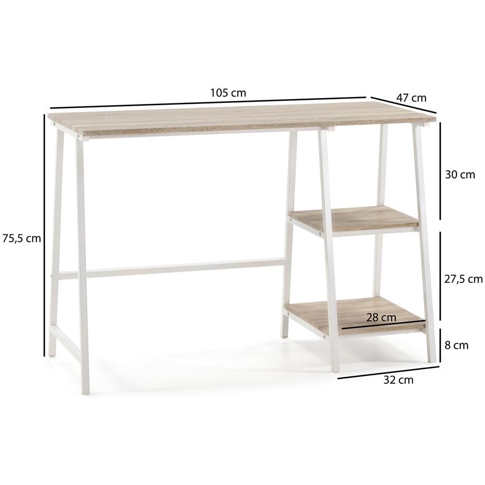 Scrivania Lisboa Bianco, Stile Nordico, 105 X 47 X 75 Cm - Foto 3