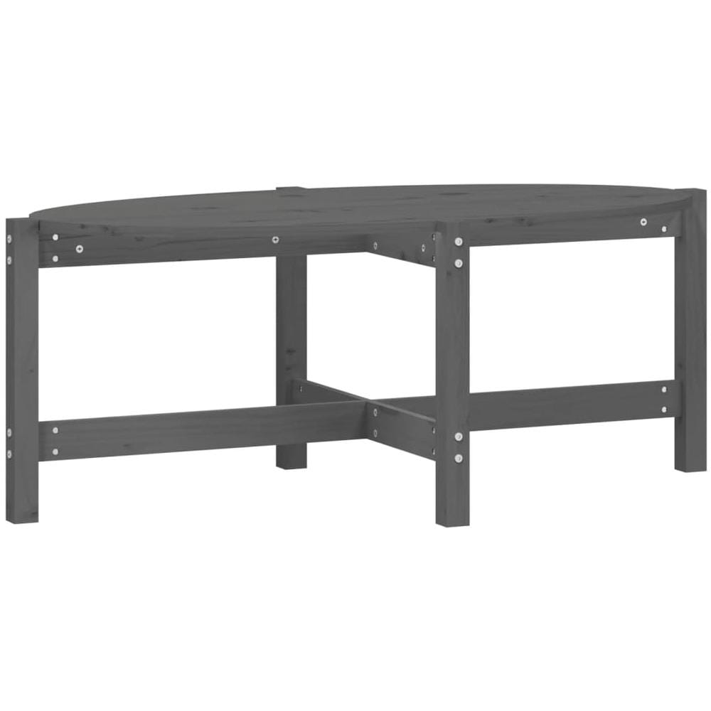 Tavolino Da Salotto Grigio 118x63x45 Cm Legno Massello Di Pino - Foto 2