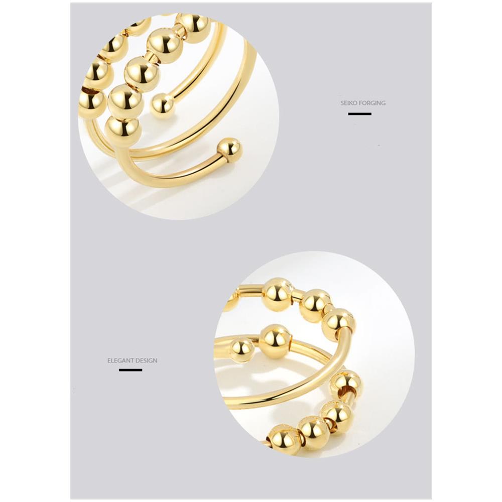 Anelli Antistress Regolabili Con Perline Girevoli Oro/argento, Confezione Da 2 Multicolor1 S - Foto 2
