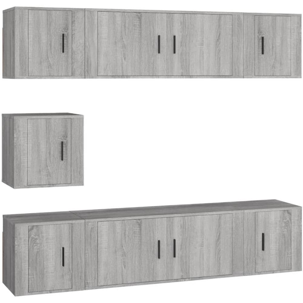 Set Di Mobili Porta Tv 7 Pz Grigio Sonoma In Legno Multistrato - Foto 2