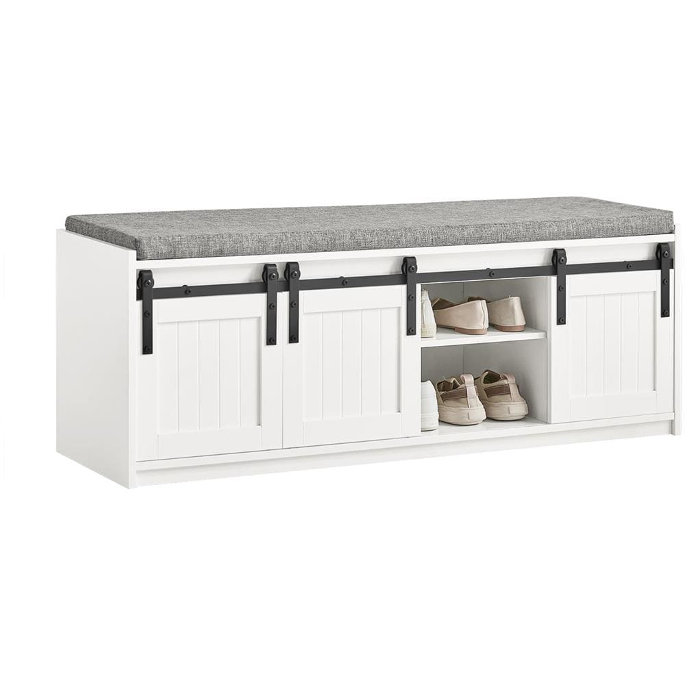 Scarpiera Con Seduta Panca Con Vano Contenitore Scarpiera Con Ante Scorrevoli 120x35x45cm Fsr133-w - Foto 1