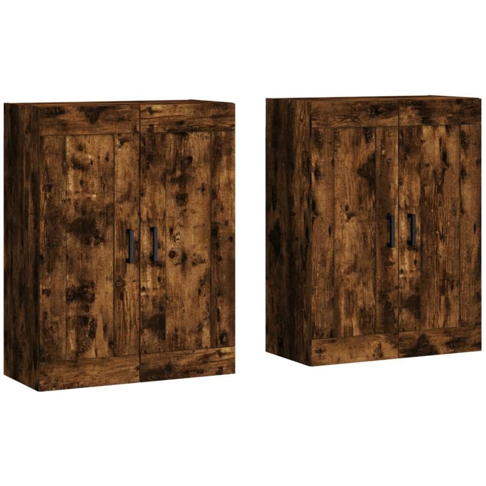 Armadietti A Parete 2 Pz Rovere Fumo In Legno Multistrato - Foto 2