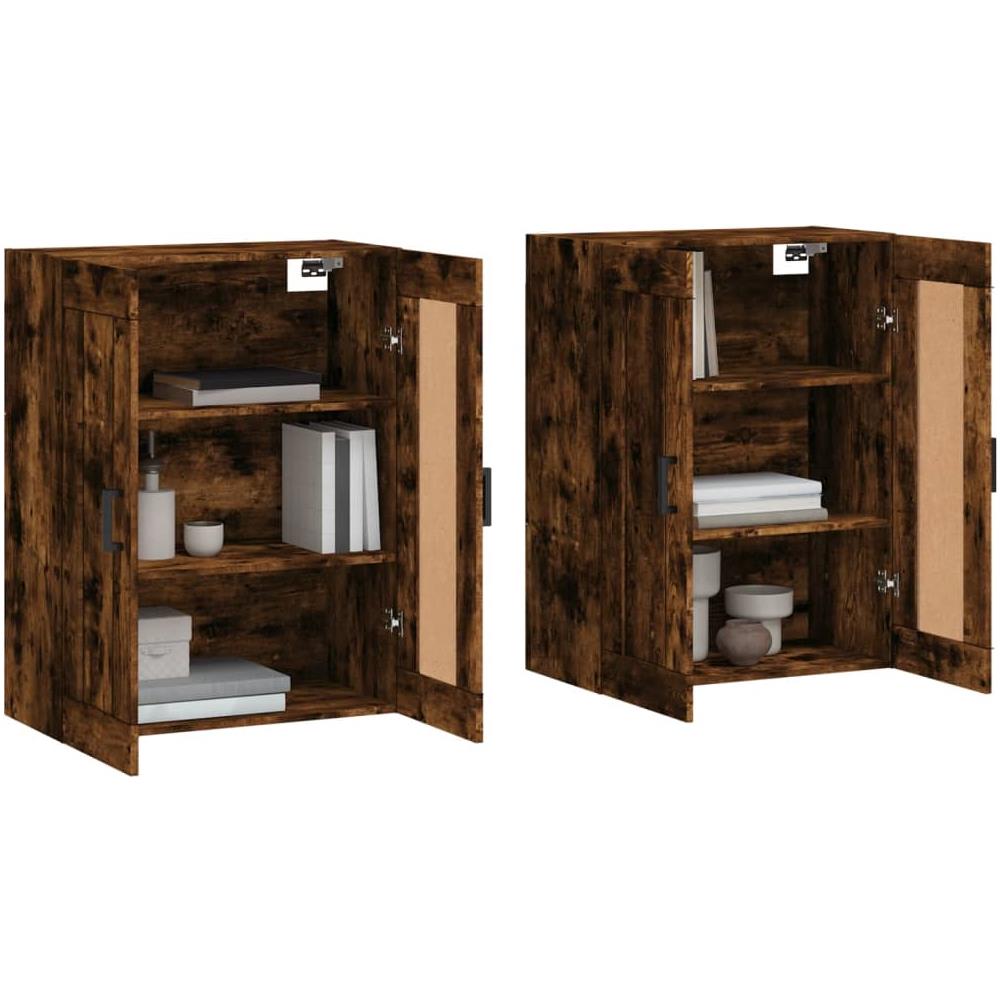 Armadietti A Parete 2 Pz Rovere Fumo In Legno Multistrato - Foto 3