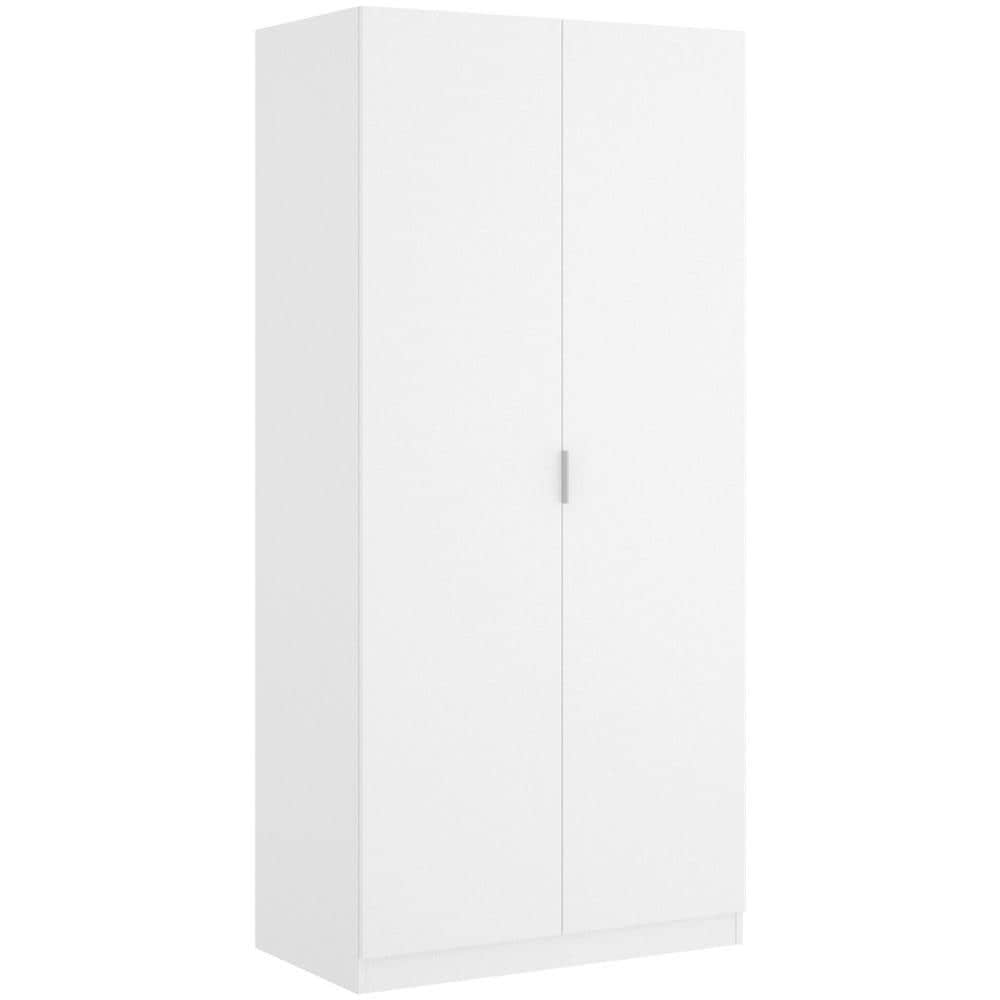 Guardaroba Giovo, Mobile Appendiabiti Per Camera Da Letto, Armadio A 2 Ante Battenti, 81x52h184 Cm, Bianco - Foto 2