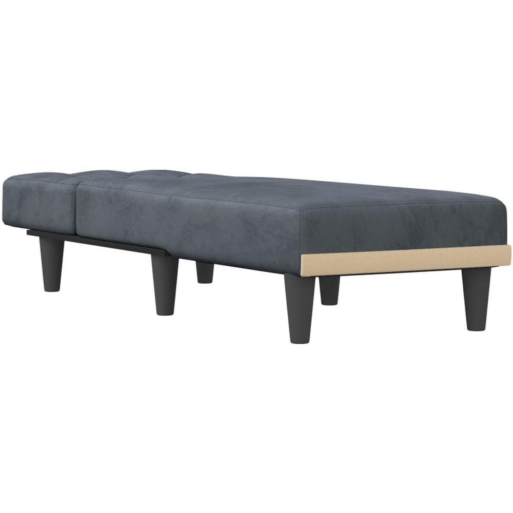Chaise Longue In Velluto Grigio Scuro - Foto 3