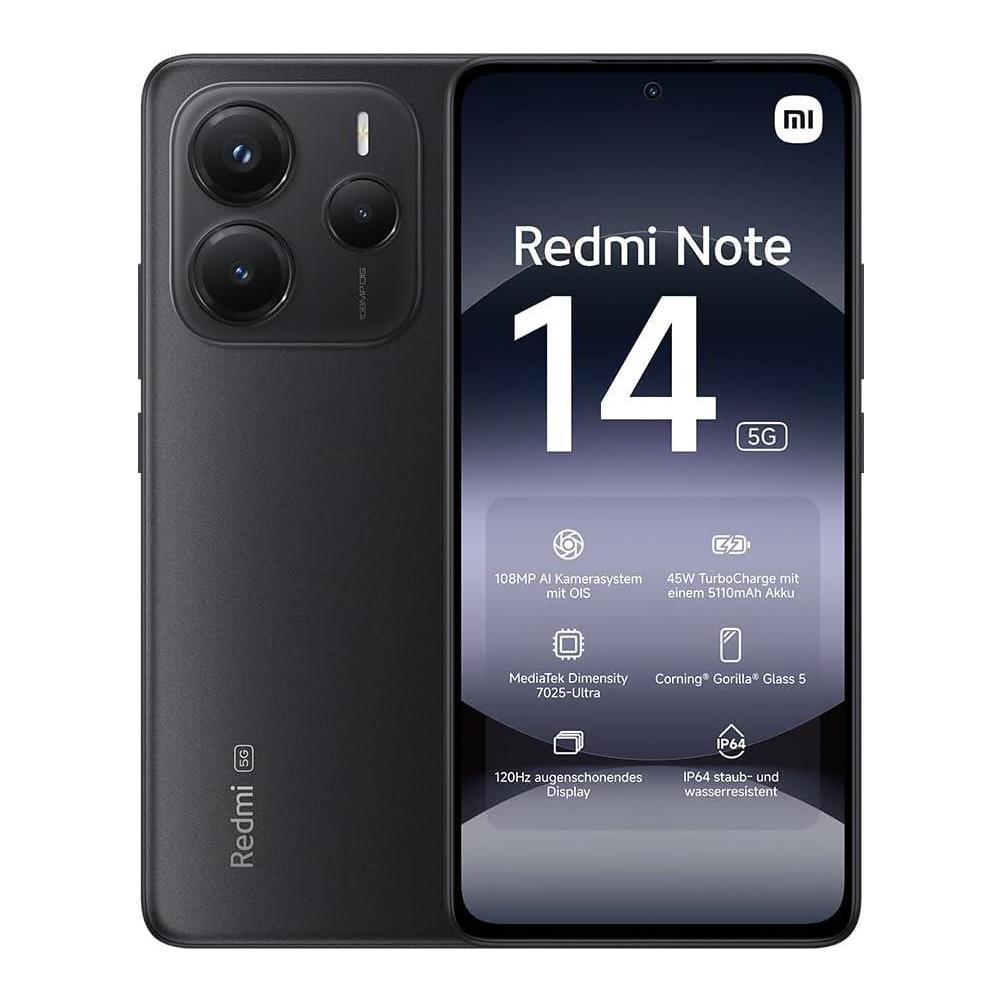 Redmi Note 14 5G 256GB 8GB Ram display 6.67" Main Camera 108MP Dual SIM ibrida USB tipo-C Dimensity 7025 Ultra Android 5110 mAh Midnight Black - Foto 1