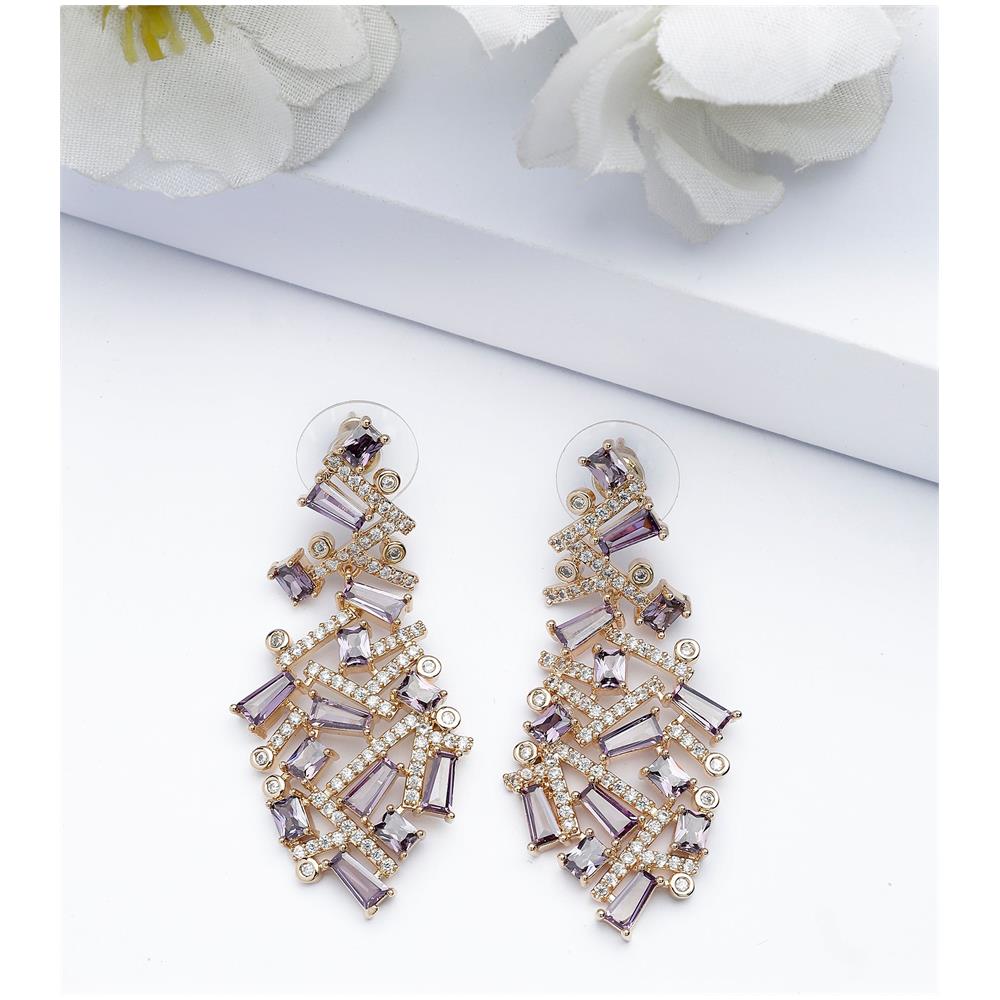 Orecchini a Spirale a Cascata Viola - Foto 1