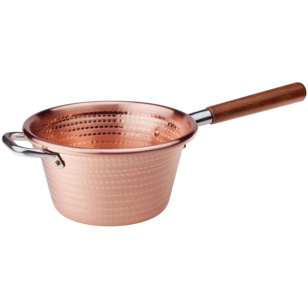 Paiolo In Rame Con Manico In Legno - Diametro Cm 24 - Altezza Cm 13,5 - Foto 1