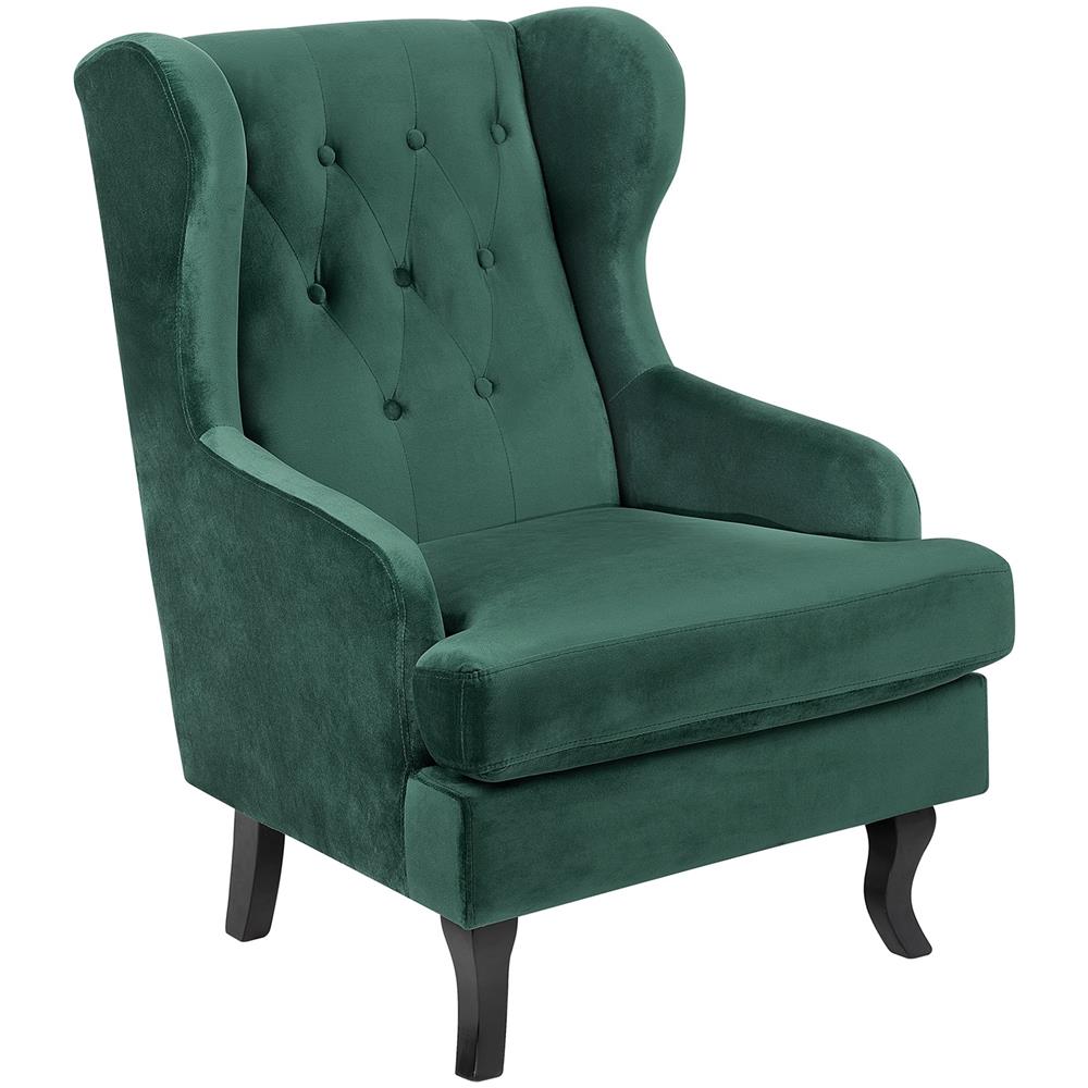 Poltrona In Tessuto Vellutato Verde Alta - Foto 1