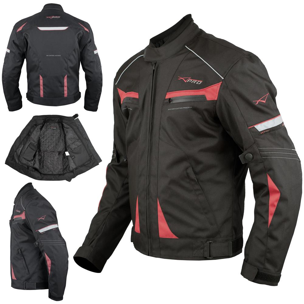 Giacca Moto Sport Tessuto Protezioni Ce Impermeabile Ventilata Rosso S - Foto 1