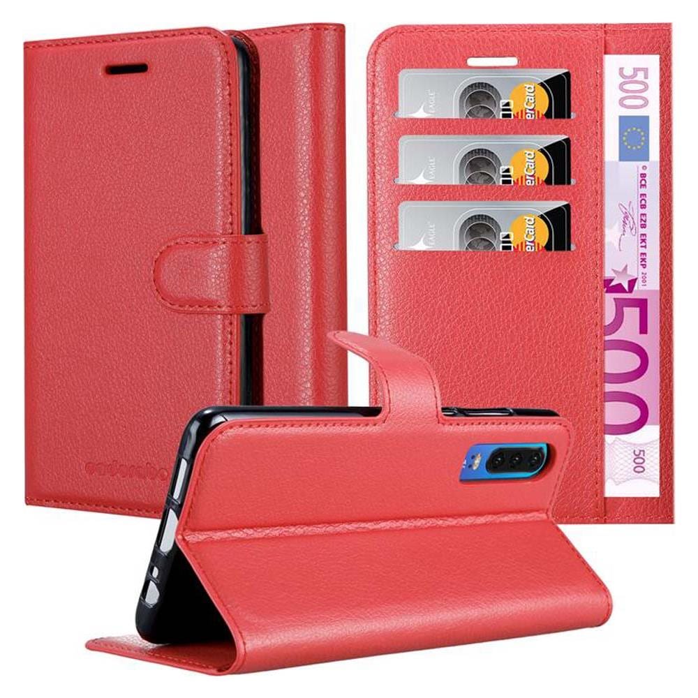 Custodia Compatibile Con Huawei P30 In Rosso Carminio - Coperchio Protettiva Con Chiusura Magnetica, Funzione Stand E Tasca Per Le Carte - Foto 1