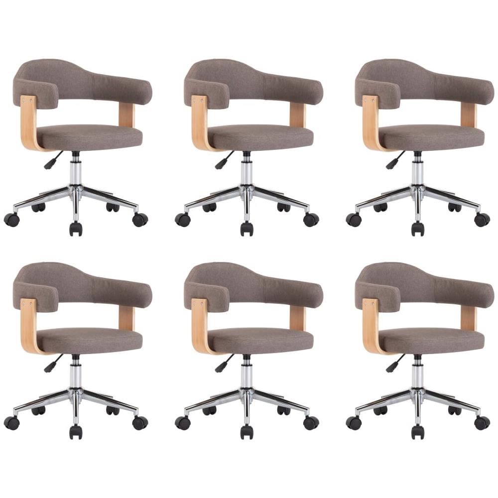 Sedie Da Pranzo Girevoli 6 Pz Grigio Talpa In Legno E Tessuto - Foto 2