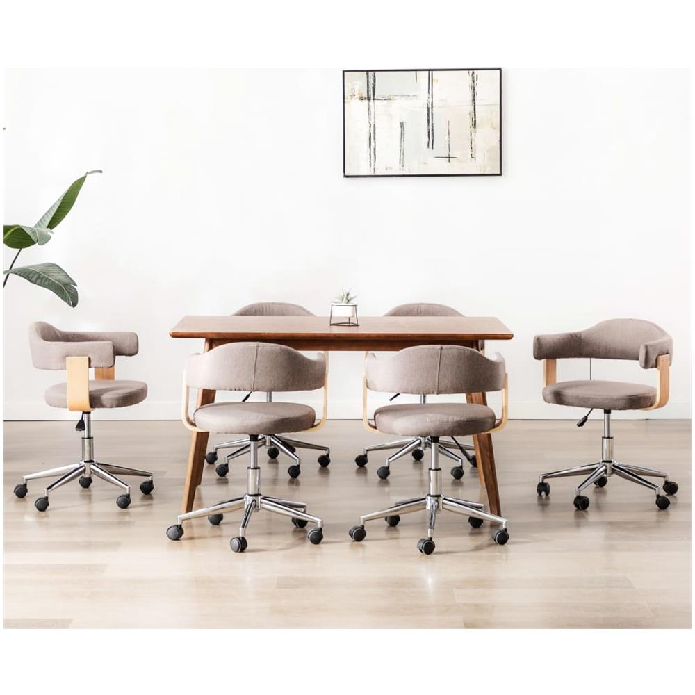 Sedie Da Pranzo Girevoli 6 Pz Grigio Talpa In Legno E Tessuto - Foto 1