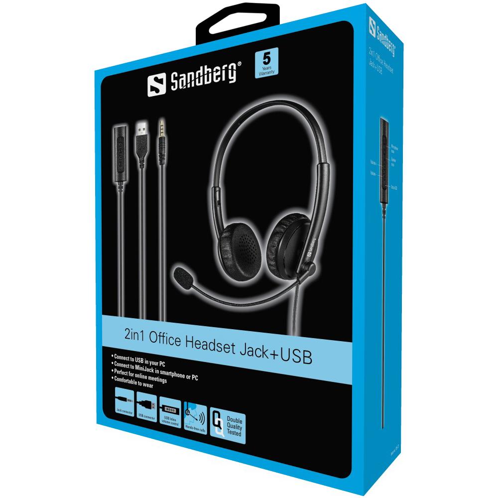 126-21 Cuffia E Auricolare Cuffie Cablato A Padiglione Ufficio Nero (2in1 Office Headset Jack+usb - 2in1 Office - Foto 2