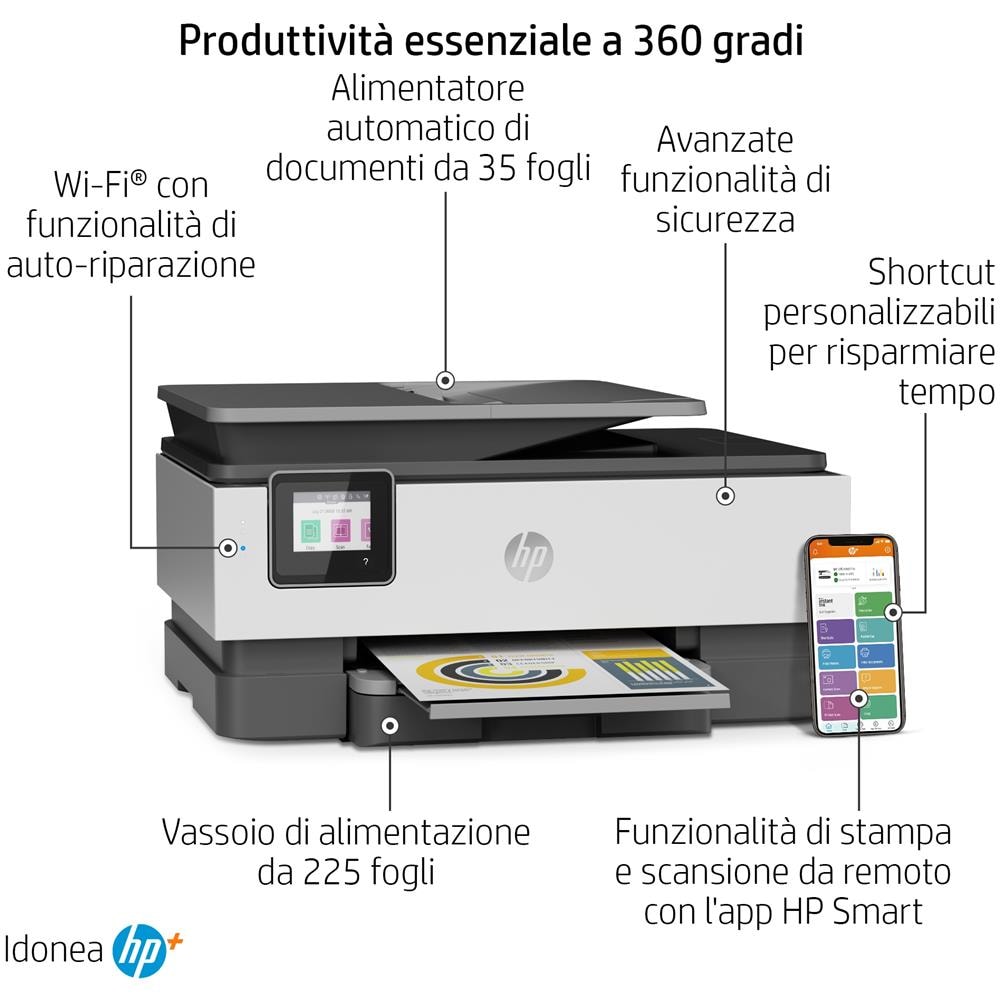 OfficeJet Pro Stampante multifunzione 8022e, Colore, Stampante per Casa, Stampa, copia, scansione, fax, +; idoneo per Instant Ink; alimentatore automatico di documenti; stampa fronte /retro - Foto 22