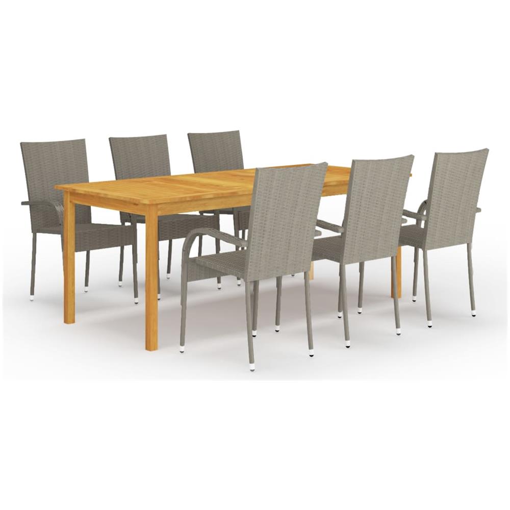 Set Mobili da Pranzo per Giardino 7 pz Grigio - Foto 1