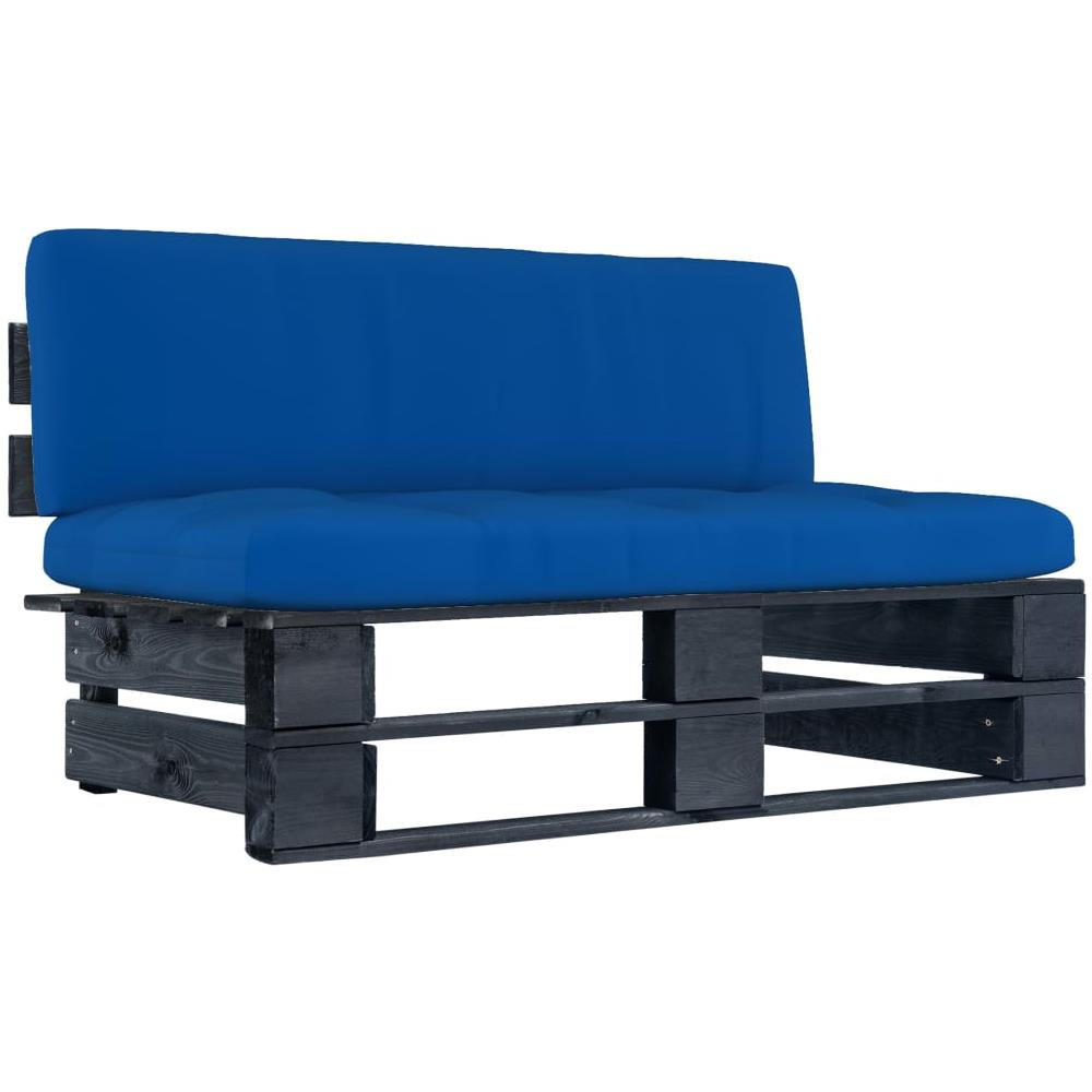 Divano Centrale Giardino su Pallet Nero Legno Pino Impregnato - Foto 1