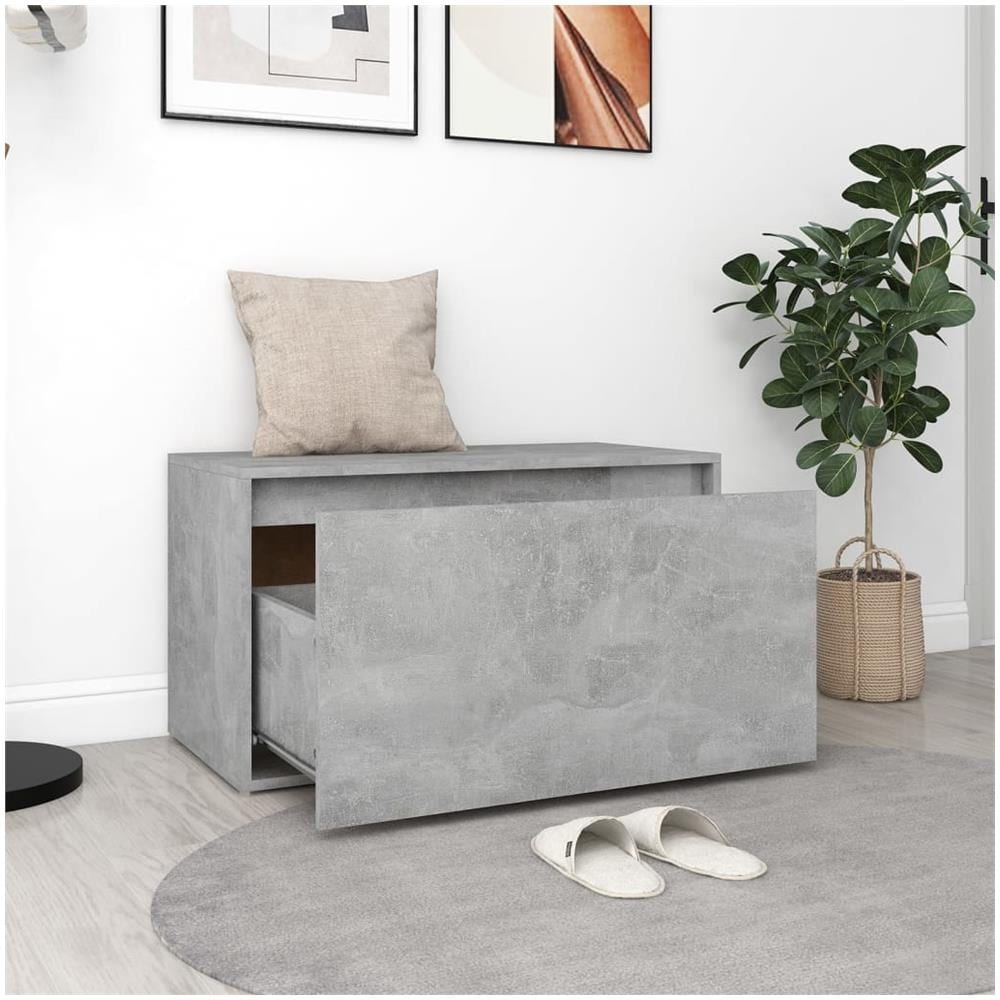 Panca da Ingresso 80x40x45 cm Grigio Cemento in Truciolato - Foto 3