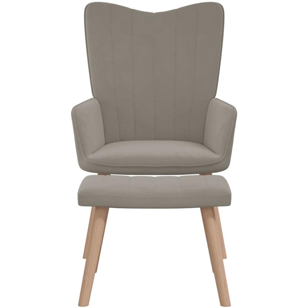 Poltrona Relax con Poggiapiedi Grigio Chiaro in Velluto - Foto 3