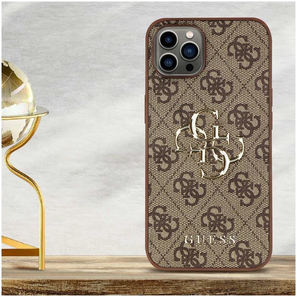 Cover Iphone 13 Pro Guess Modello ""4g"" Con Logo In Rilievo Marrone - Foto 4
