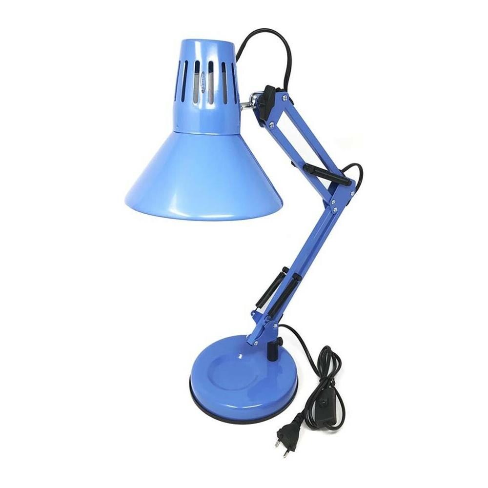 Lampada Da Tavolo Scrivania Braccio Snodabile Morsetto Lumetto Lume Blu - Foto 1