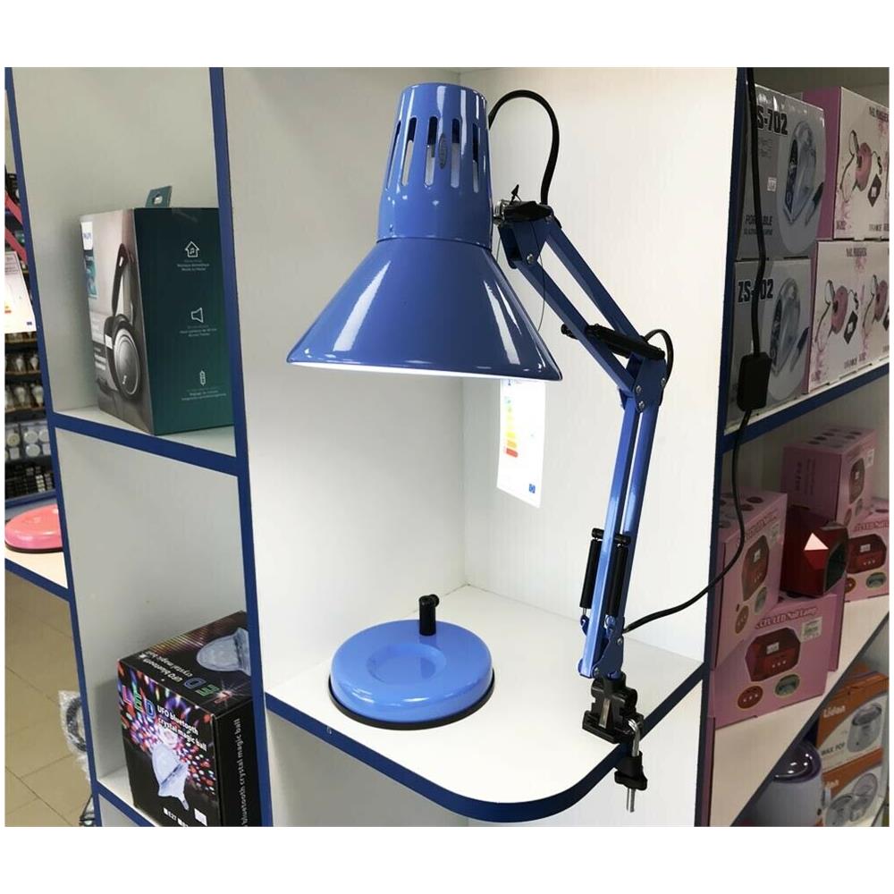 Lampada Da Tavolo Scrivania Braccio Snodabile Morsetto Lumetto Lume Blu - Foto 2