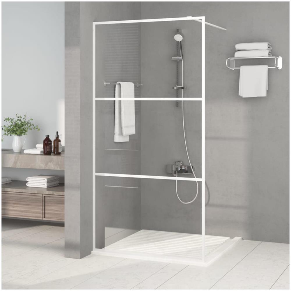 Parete Doccia Walk In Bianca 100x195 Cm Vetro Trasparente Esg - Foto 1