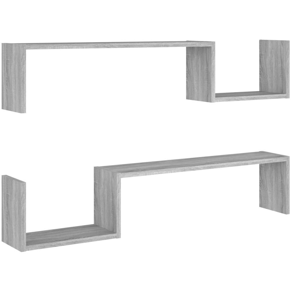 Scaffali Da Parete 2 Pz Grigio Sonoma 100x15x20 Cm Multistrato - Foto 2