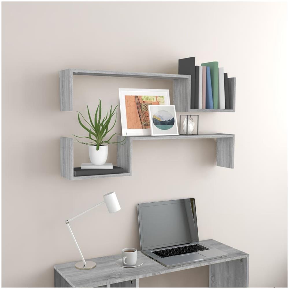 Scaffali Da Parete 2 Pz Grigio Sonoma 100x15x20 Cm Multistrato - Foto 1