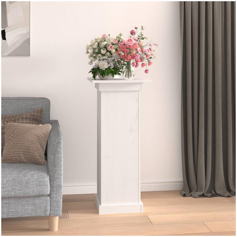 Supporto Per Fiori Bianco 40x40x90 Cm In Legno Massello Di Pino - Foto 3