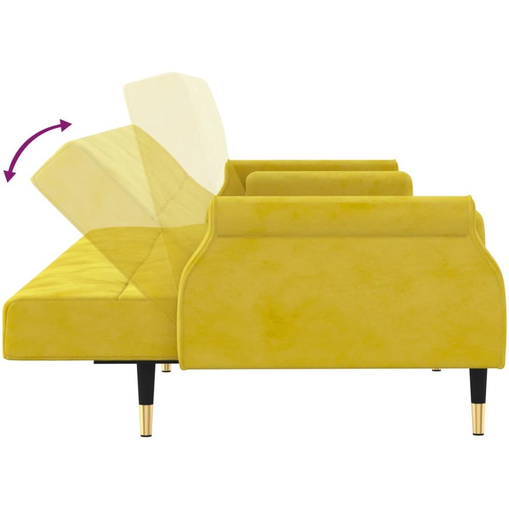Divano Letto Con Cuscini Giallo In Velluto - Foto 2