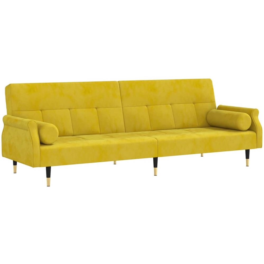 Divano Letto Con Cuscini Giallo In Velluto - Foto 1