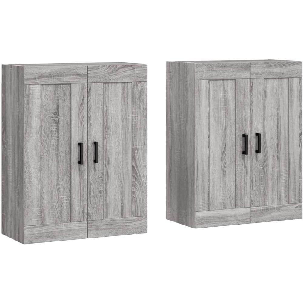 Armadietti A Parete 2 Pz Grigio Sonoma In Legno Multistrato - Foto 2