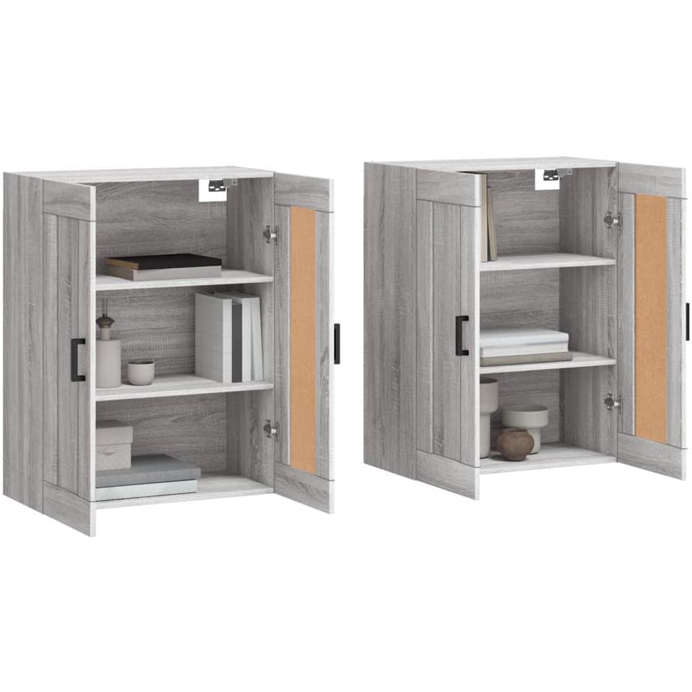 Armadietti A Parete 2 Pz Grigio Sonoma In Legno Multistrato - Foto 3