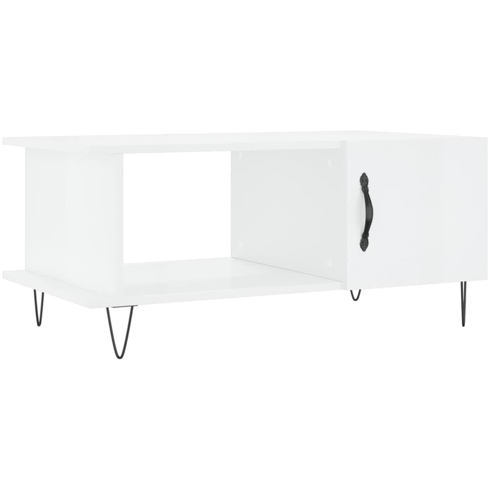 Tavolino Da Salotto Bianco Lucido 90x50x40 Cm Legno Multistrato - Foto 2