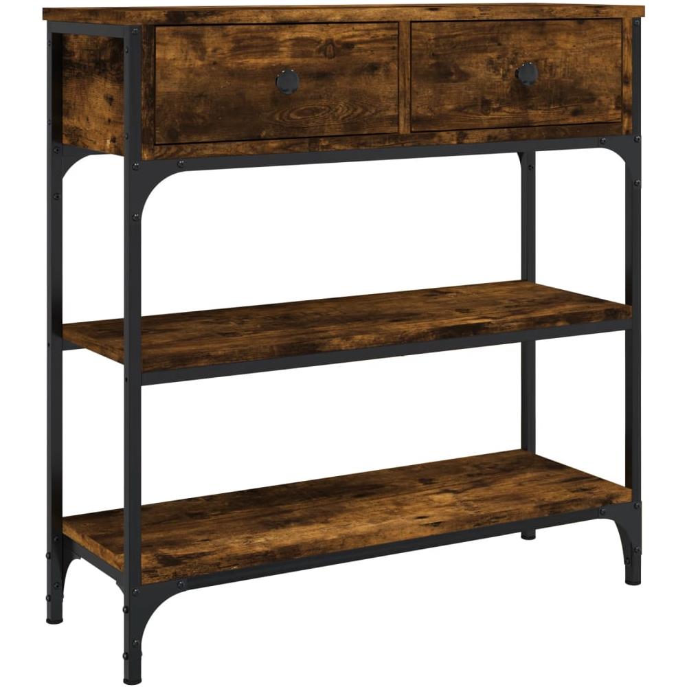 Tavolino Consolle Rovere Fumo 72,5x25x75cm In Legno Multistrato - Foto 2