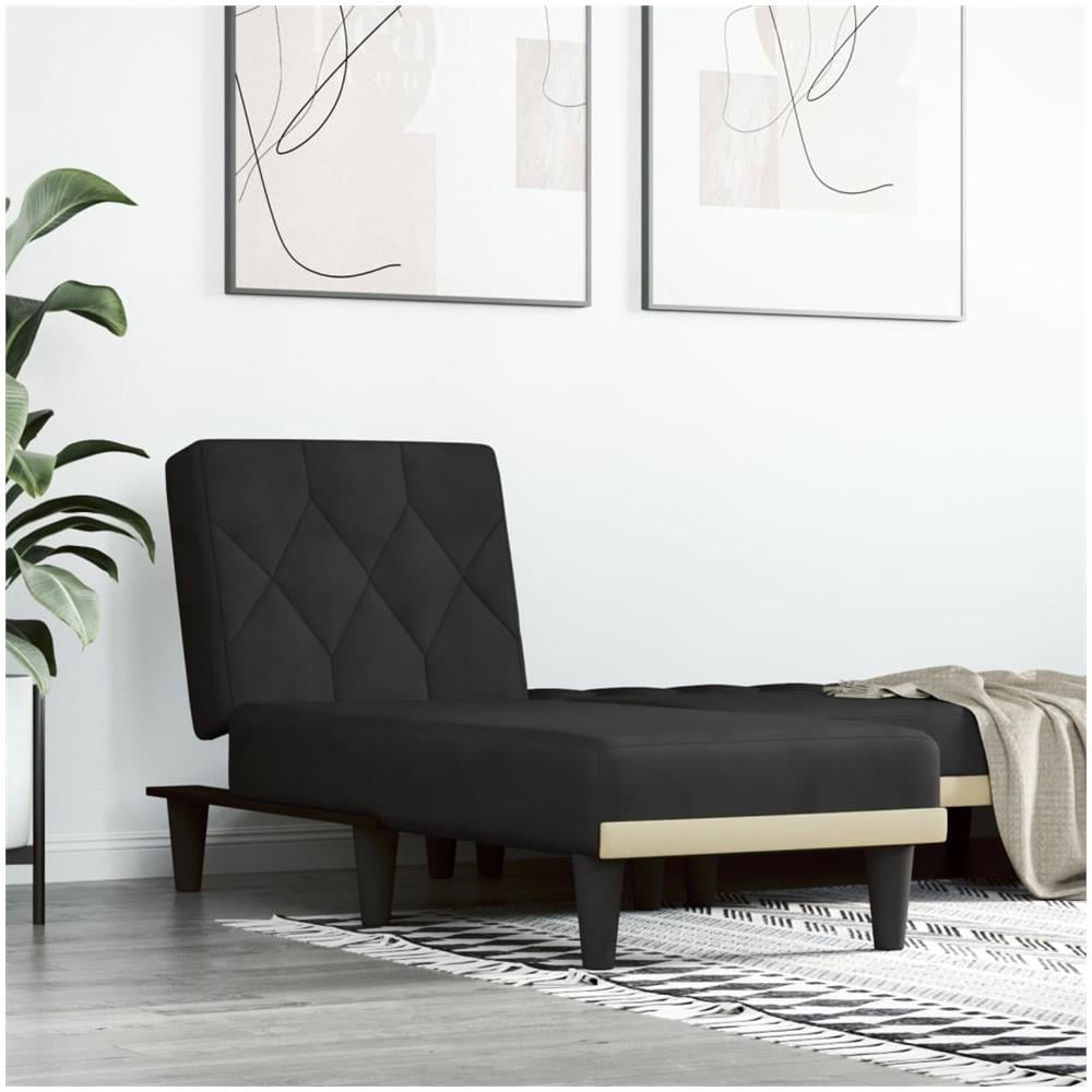Chaise Longue In Velluto Nero - Foto 1