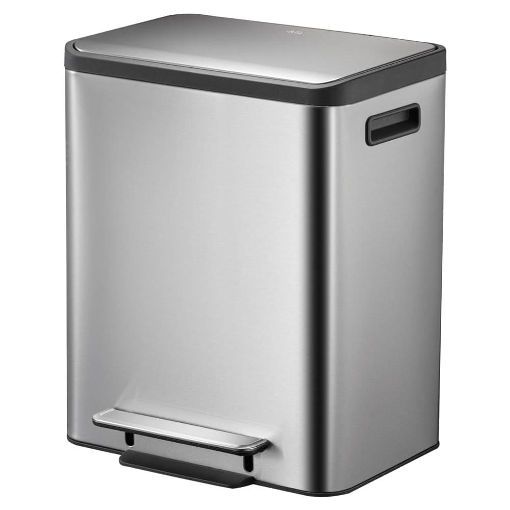 Pattumiera A Pedale Ecocasa 2x15 L Argento Opaco - Foto 2