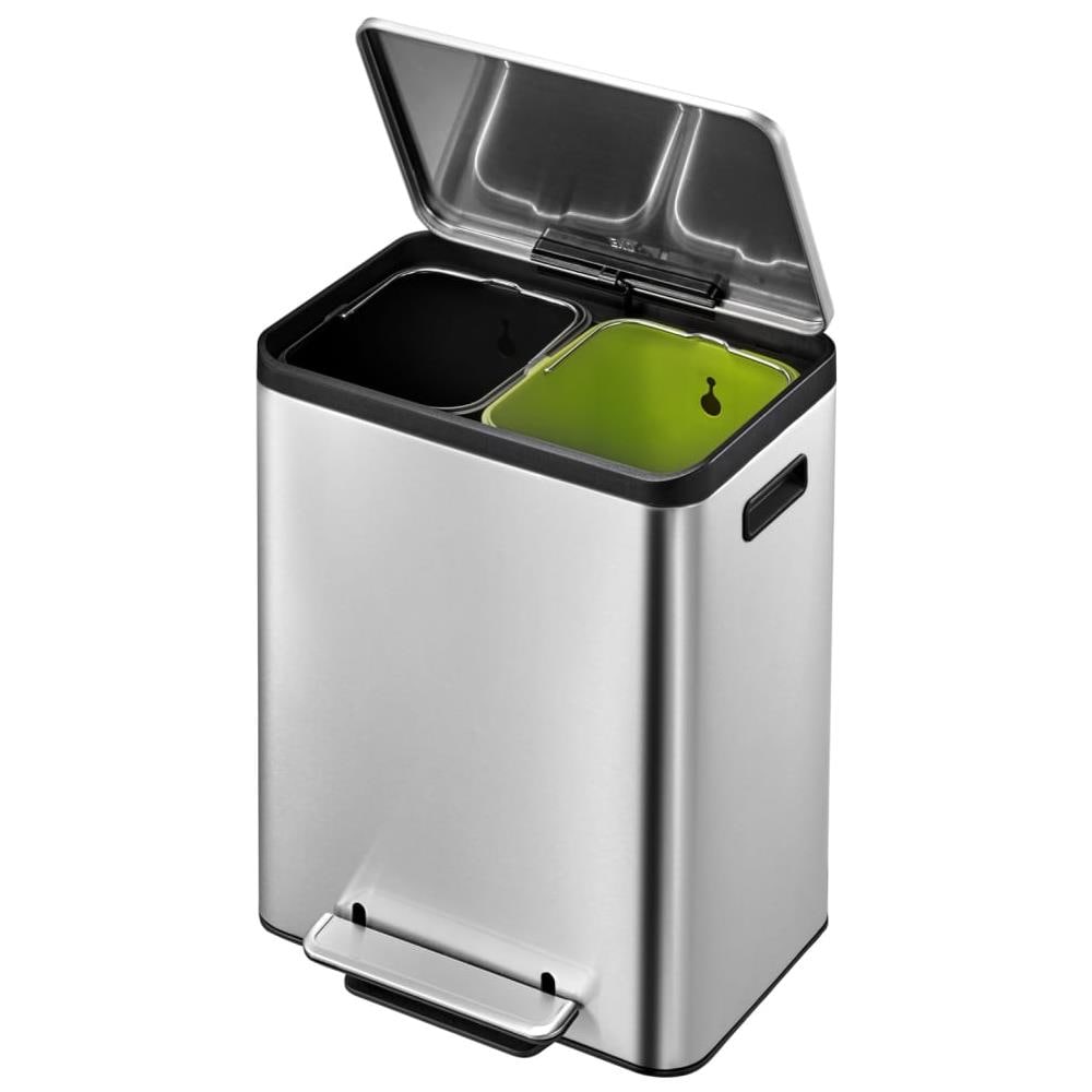 Pattumiera A Pedale Ecocasa 2x15 L Argento Opaco - Foto 3