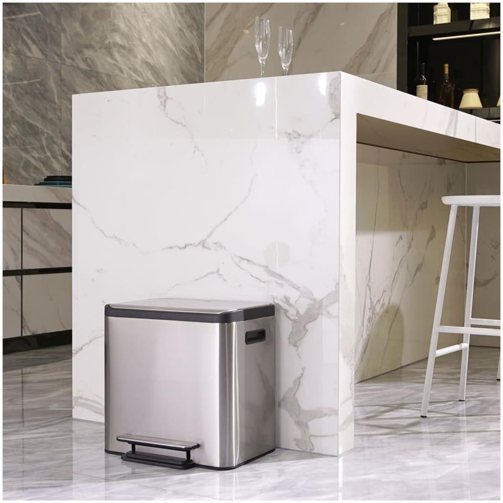 Pattumiera A Pedale Ecocasa 2x15 L Argento Opaco - Foto 1