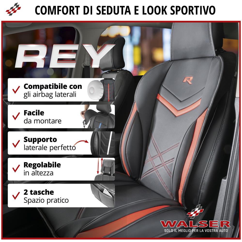 Coprisedili Per Auto Rey Nero /rosso - Foto 2