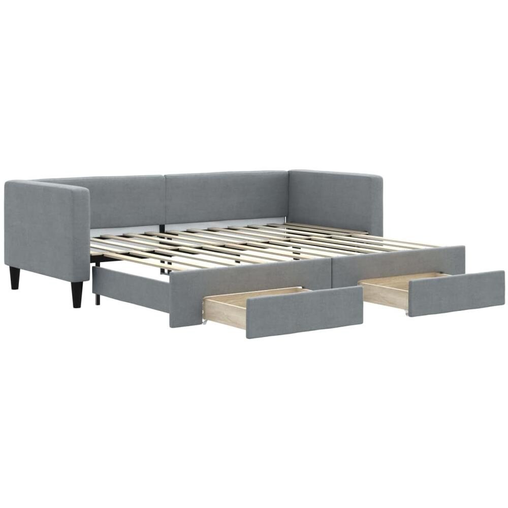 Divano Letto Estraibile Cassetti Grigio Chiaro 80x200cm Tessuto - Foto 1