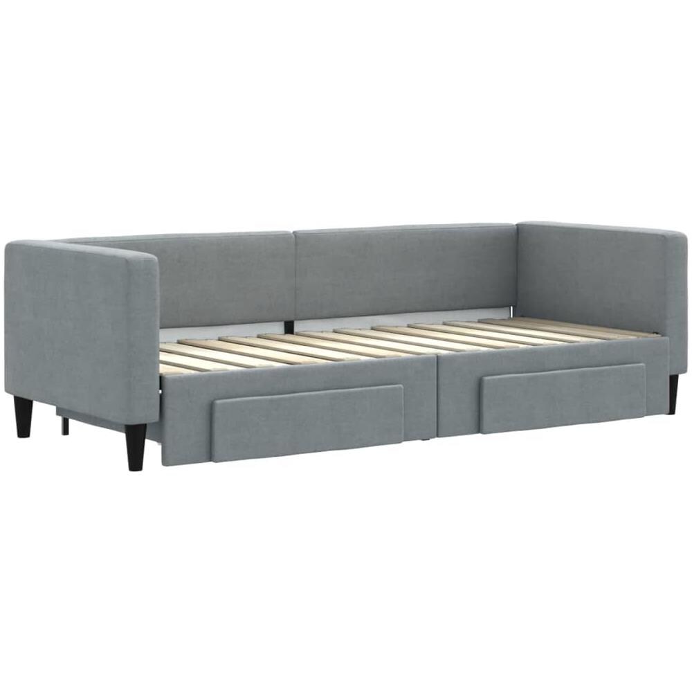 Divano Letto Estraibile Cassetti Grigio Chiaro 80x200cm Tessuto - Foto 2