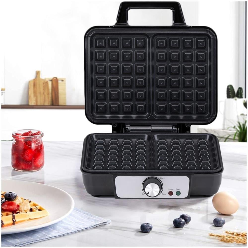 Piastra per Waffle Cialde Manici Termici Rivestimento Antiaderente Potenza 1000W - Foto 2