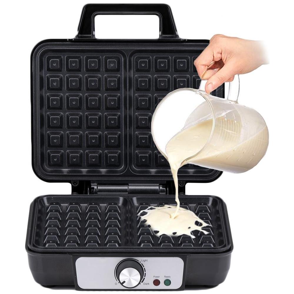 Piastra per Waffle Cialde Manici Termici Rivestimento Antiaderente Potenza 1000W - Foto 4