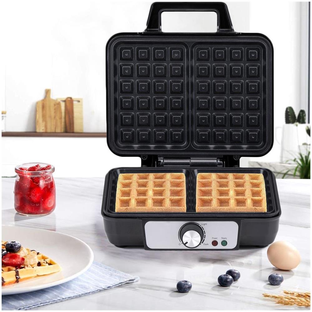 Piastra per Waffle Cialde Manici Termici Rivestimento Antiaderente Potenza 1000W - Foto 1