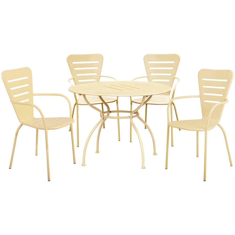 Salotto Ginevra Big (1 tavolo 4 sedie) Acciaio - Colore Crema - Foto 1